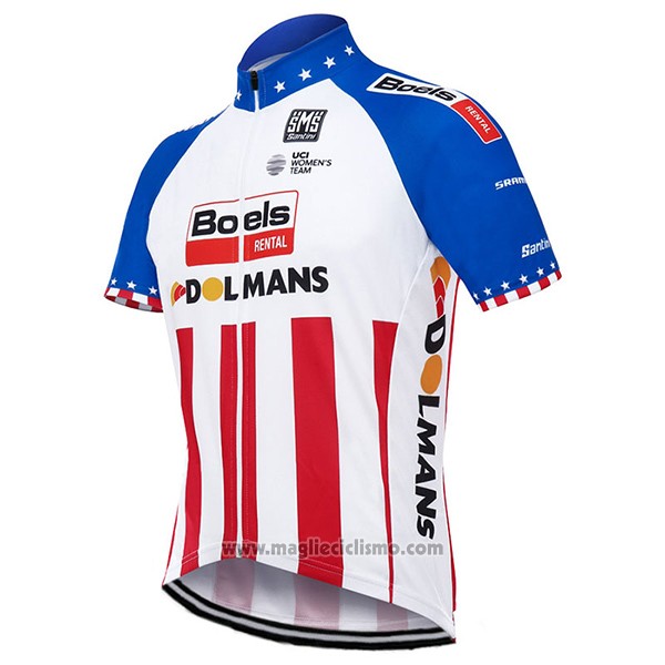 2017 Abbigliamento Ciclismo Boels Dolmans Campione Stati Uniti Manica Corta e Salopette